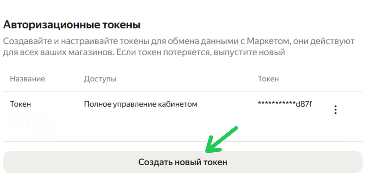 Создание API токена Яндекс